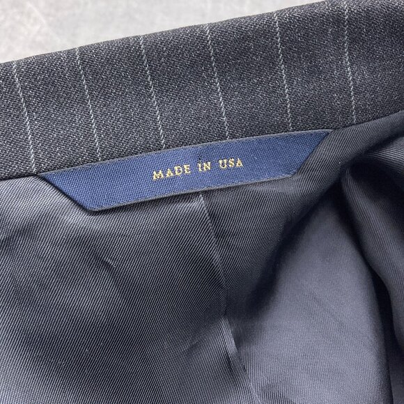 Brooks Brothers Blazer Men 40L Gray White Pinstripe Super 110s Wool VTG - Picture 13 of 14